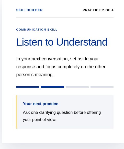 SkillBuilder leadership practice with step-by-step development activities